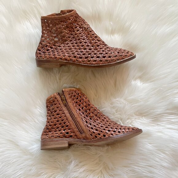Free People Brown Rust Woven Leather Bohemian Cayne Ankle Shoeboots - Picture 4 of 8